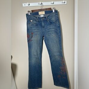 Z. Cavaricci Vintage 90s Boot Cut  Beaded Blossom Denim Jeans Junior  Size 7